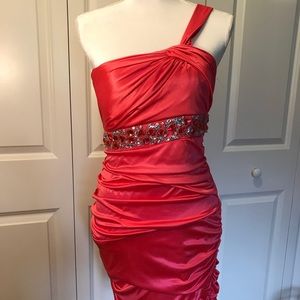 Pink Coral Cocktail Mini Dress Size Medium Jewels